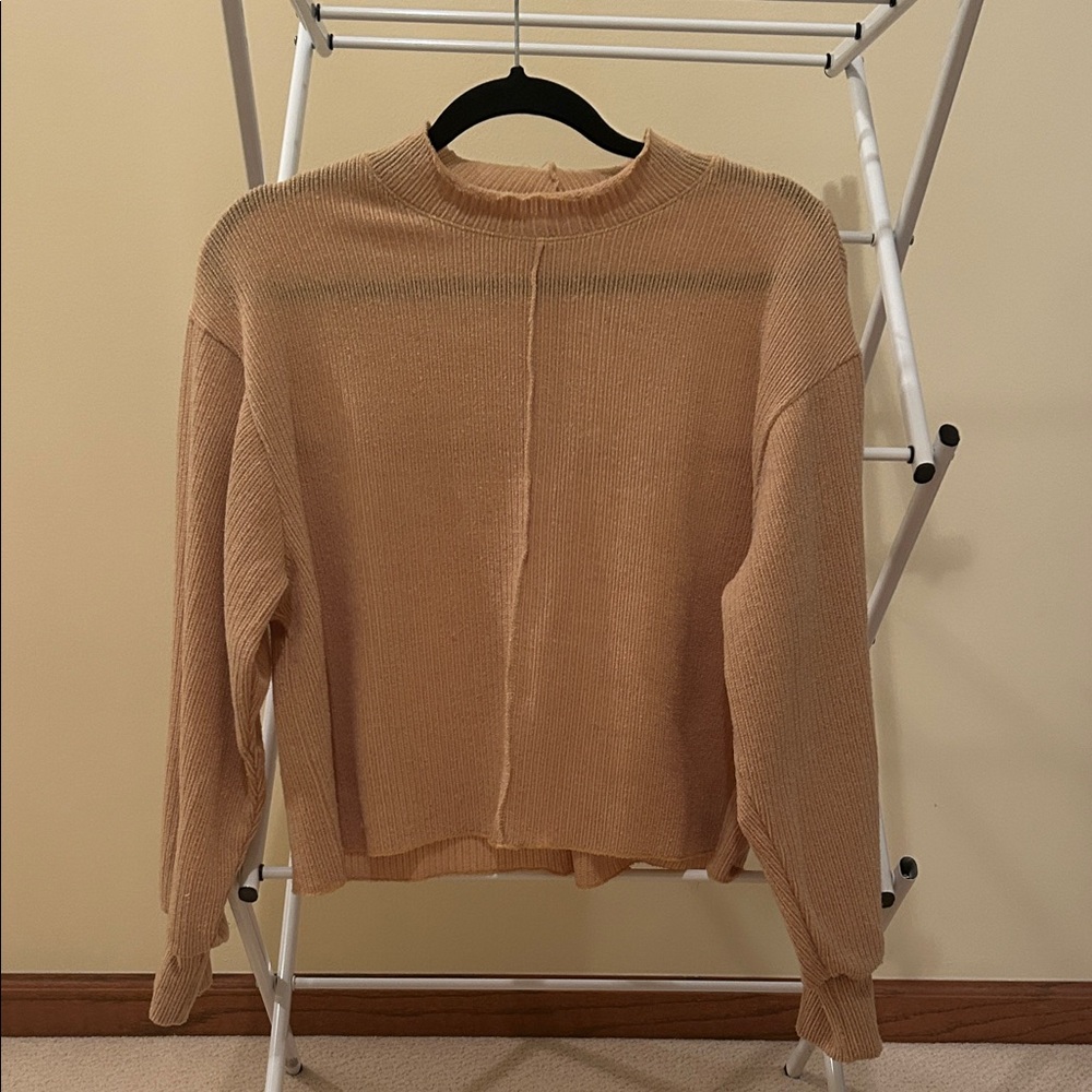 Lush Women's Gold Crew Neck Long Sleeve